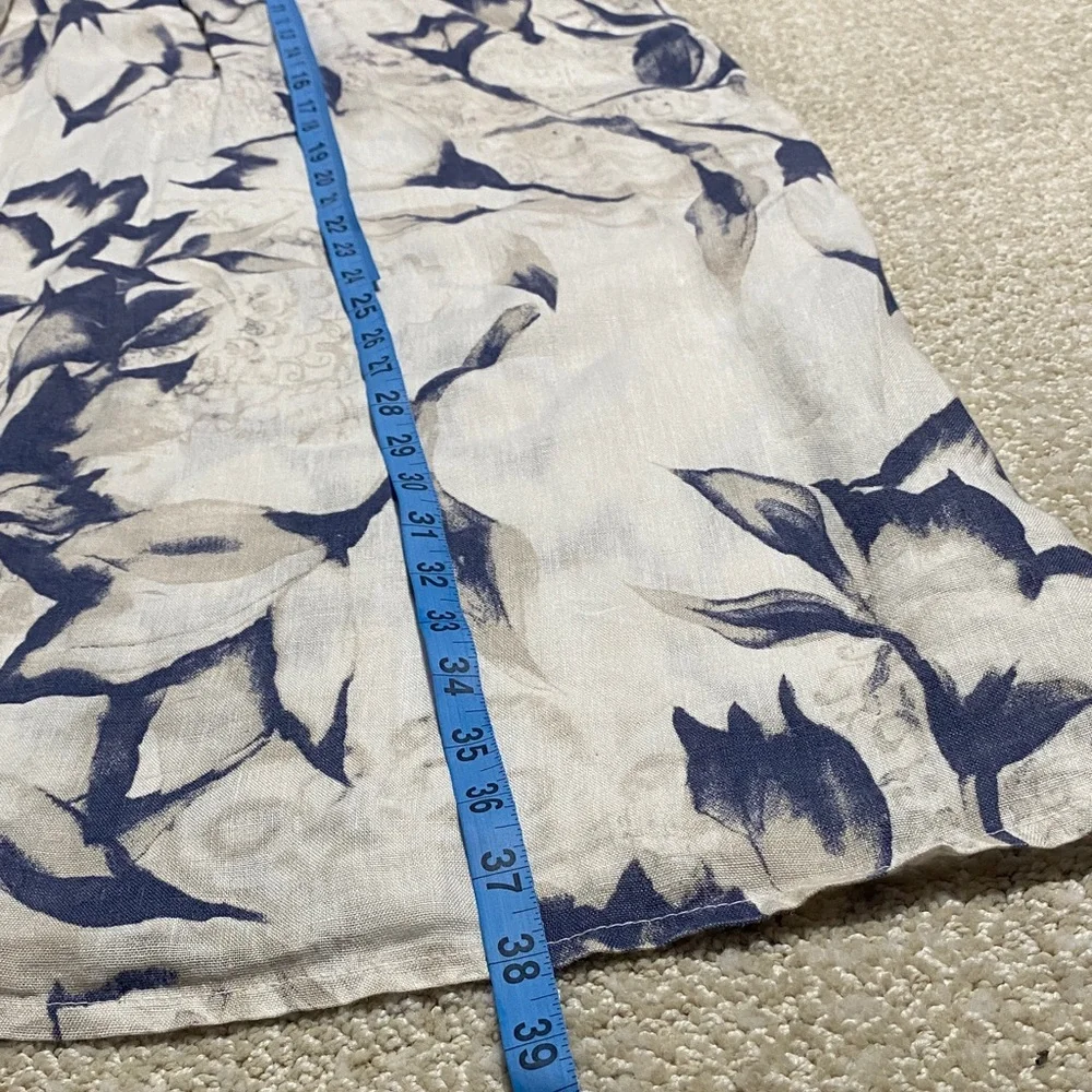 Bellambia madre in Italy Elegant Blue and White Floral Midi Dress Size L